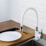 Смеситель для кухни FRAP F4041 с гибким изливом белый/хром