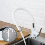 Смеситель для кухни FRAP F4041 с гибким изливом белый/хром