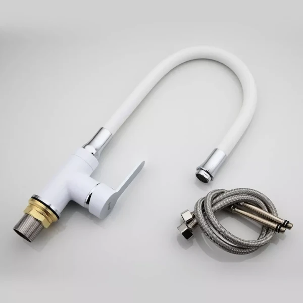 Смеситель для кухни FRAP F4041 с гибким изливом белый/хром