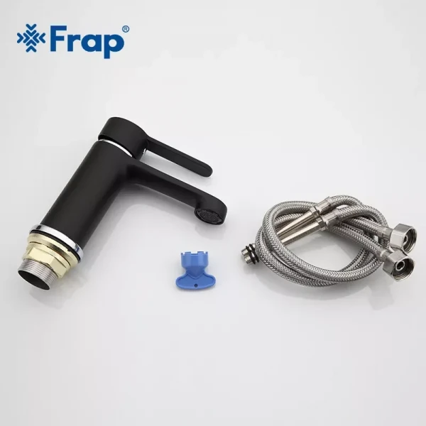 Смеситель для умывальника FRAP F1042 черный/хром