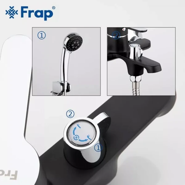 Змішувач для ванни Frap F3242, чорний/хром