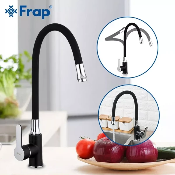 Смеситель для кухни FRAP F4042 черный/хром с гибким изливом