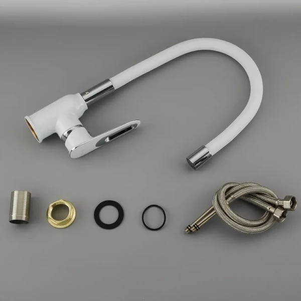 Смеситель для кухни FRAP F4049 с гибким изливом белый/хром