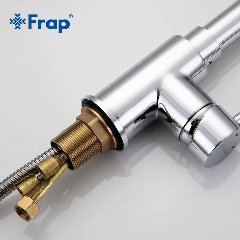 Смеситель для кухни FRAP F6052 с выдвижным изливом, 2 режима хром