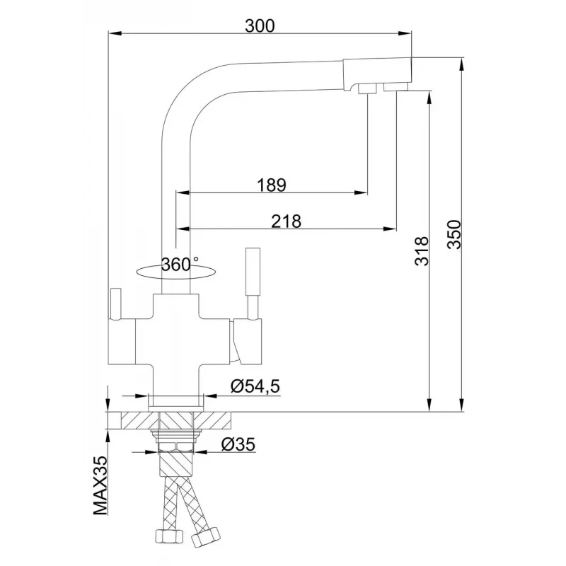 Смеситель для кухни FRAP F4352-7 для двух вод черный