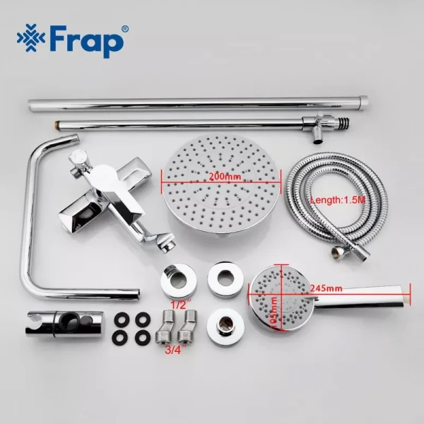 Душевая система FRAP F2418 с верхним душем, изливом и воронкой 4 режима хром