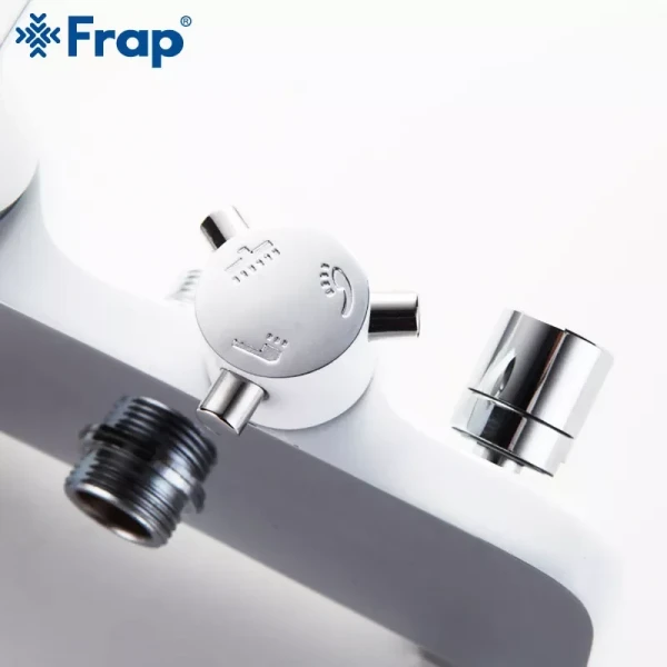 Душевая система FRAP F2431 с поворотным изливом, воронкой белая/хром