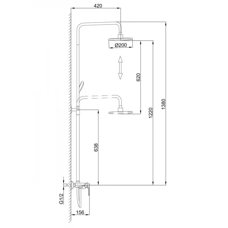 Душевая система FRAP F2431 с поворотным изливом, воронкой белая/хром