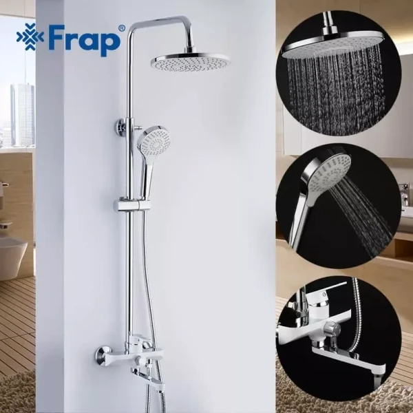 Душевая система FRAP F2441 с поворотным изливом белая/хром