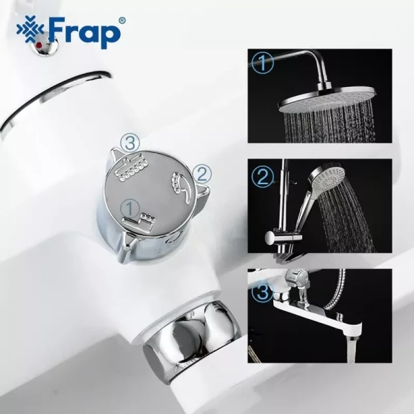 Душевая система FRAP F2441 с поворотным изливом белая/хром