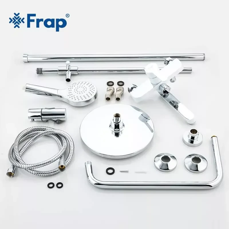 Душевая система FRAP F2441 с поворотным изливом белая/хром