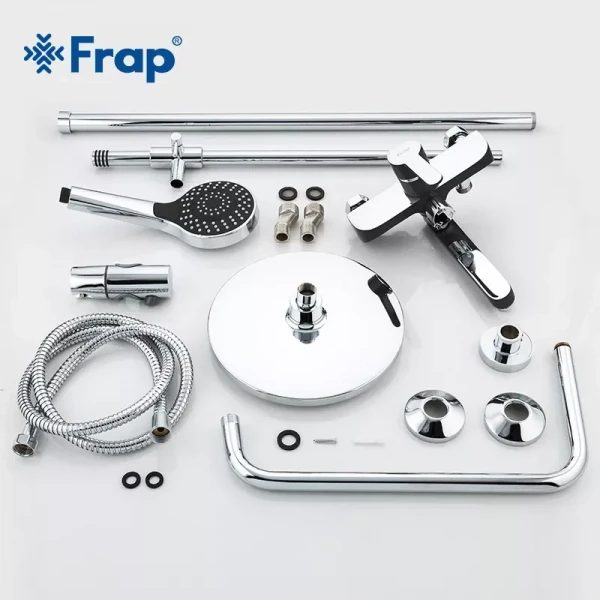 Душевая система FRAP F2442 с поворотным изливом, переключателем на лейку, 3 режима, черный/хром