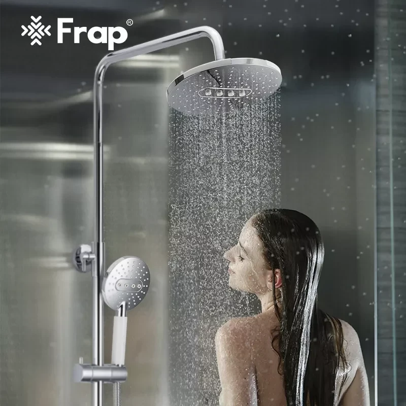 Душевая система FRAP F2449 с поворотным изливом, переключателем на лейку, 3 режима, белая/хром