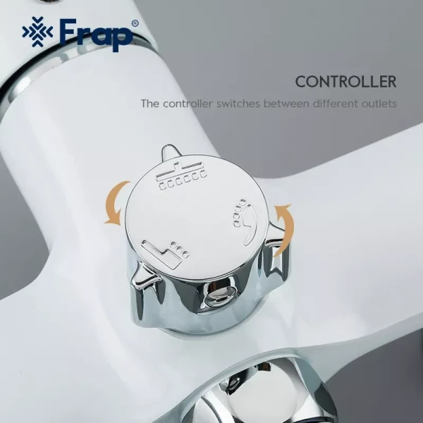 Душевая система FRAP F2449 с поворотным изливом, переключателем на лейку, 3 режима, белая/хром