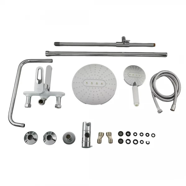 Душевая система FRAP F2449 с поворотным изливом, переключателем на лейку, 3 режима, белая/хром