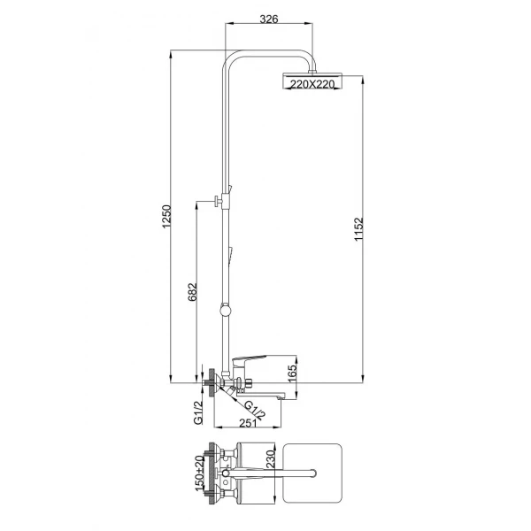 Душевая система FRAP F2449 с поворотным изливом, переключателем на лейку, 3 режима, белая/хром