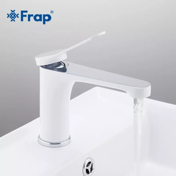 Смеситель для умывальника FRAP F1045 белый/хром