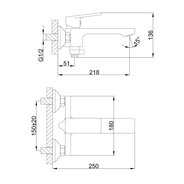 Смеситель для ванны FRAP F3246 хромированный