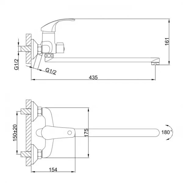 Смеситель для ванны FRAP F2236 хромированный