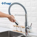 Смеситель для кухни FRAP F4452-6 с гибким изливом, 2 режима, серый/хром
