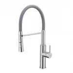 Смеситель для кухни FRAP F4452-6 с гибким изливом, 2 режима, серый/хром