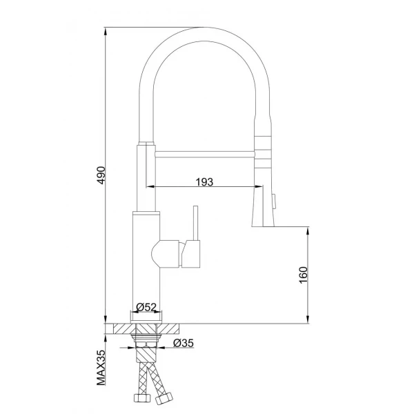 Смеситель для кухни FRAP F4452-6 с гибким изливом, 2 режима, серый/хром