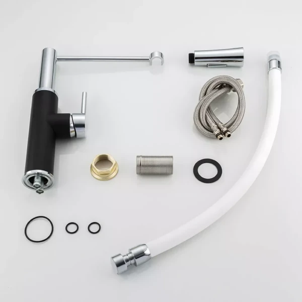 Смеситель для кухни FRAP F4452-7 черно-белый с гибким изливом, 2 режима