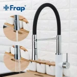 Смеситель для кухни FRAP F4452-8 с гибким изливом двухрежимный бело-черный.