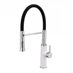 Смеситель для кухни FRAP F4452-8 с гибким изливом двухрежимный бело-черный.