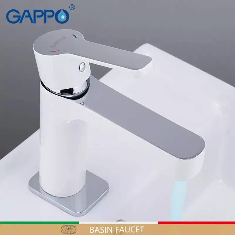 Змішувач для умивальника GAPPO G1002-8, білий/хром