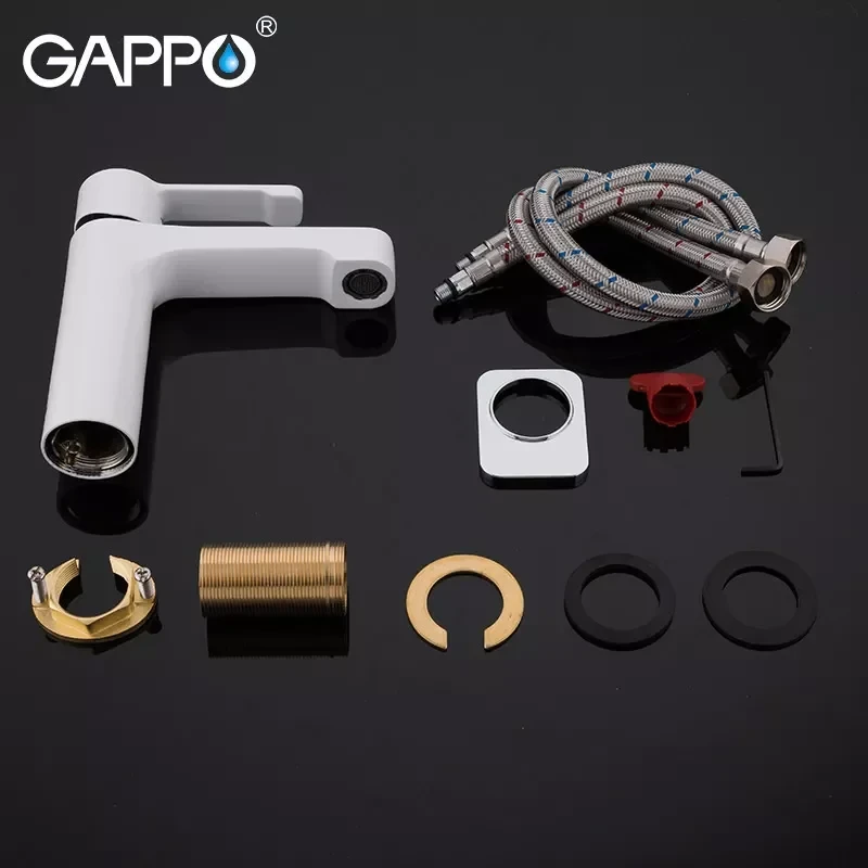 Змішувач для умивальника GAPPO G1002-8, білий/хром
