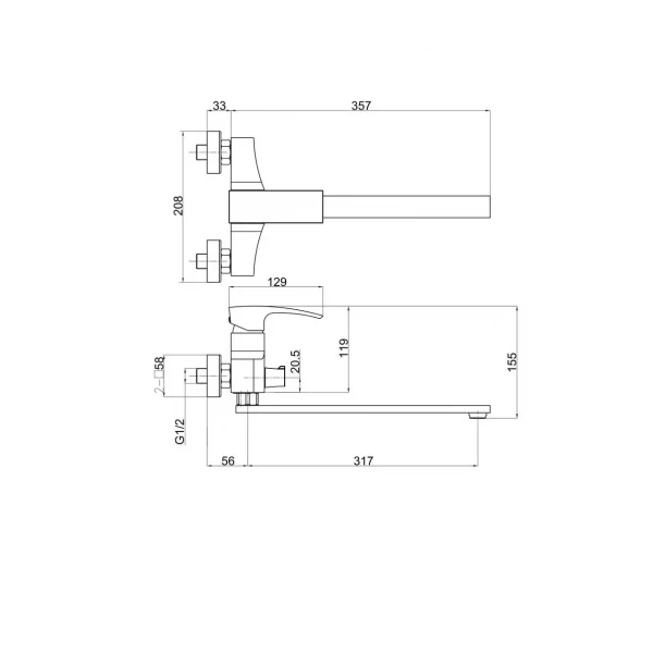 Смеситель для ванны GAPPO G2207 хромированный