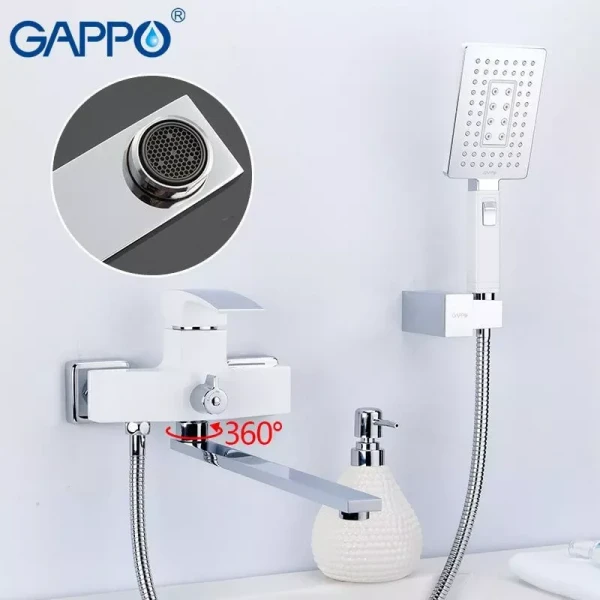 Смеситель для ванны GAPPO G2207-7 белый/хром