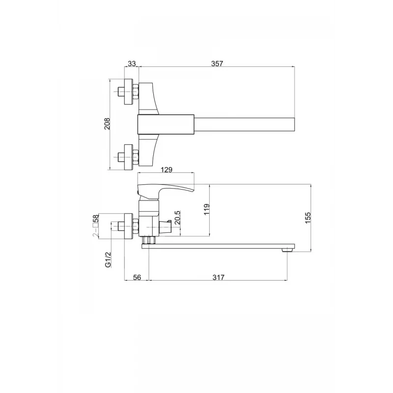 Смеситель для ванны GAPPO G2207-7 белый/хром