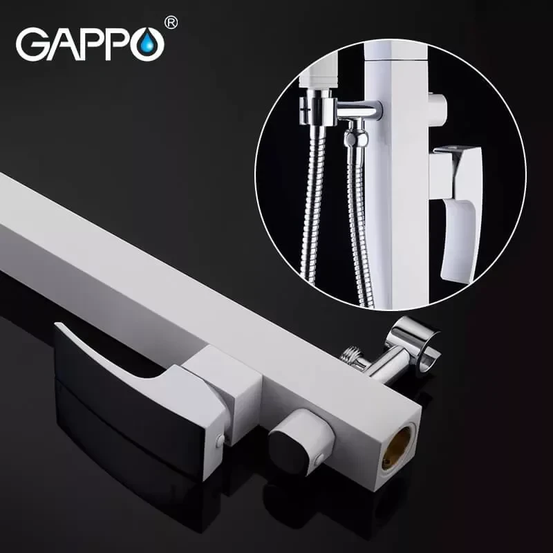 Смеситель для ванны GAPPO G3007-8 белый/хром напольный