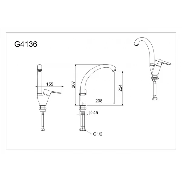 Змішувач для кухні GAPPO G4136 з висувним зливом, хром