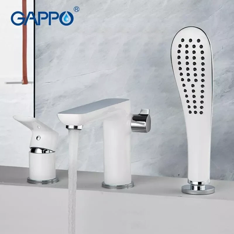 Смеситель для ванны GAPPO G1148 белый/хром на борт.
