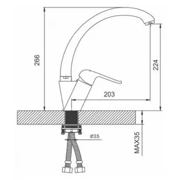 Смеситель для кухни GAPPO G4150 с длинным изливом черный