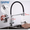 Смеситель для кухни GAPPO G4398-7 черный/хром с гибким изливом