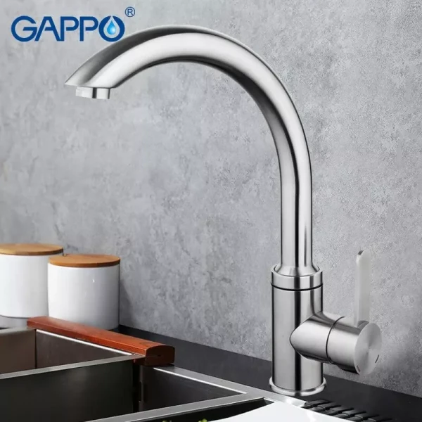 Смеситель для кухни GAPPO G4099 нержавеющая сталь с выдвижным изливом