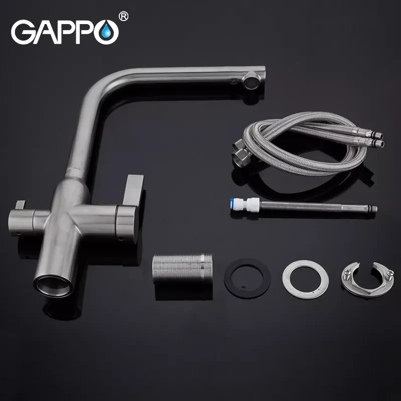Смеситель для кухни GAPPO G4399-4 сатин на две воды