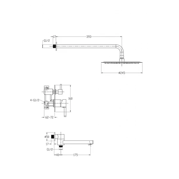 Душевая система GAPPO G7104 с переключателем на лейку, 3 функции, хром