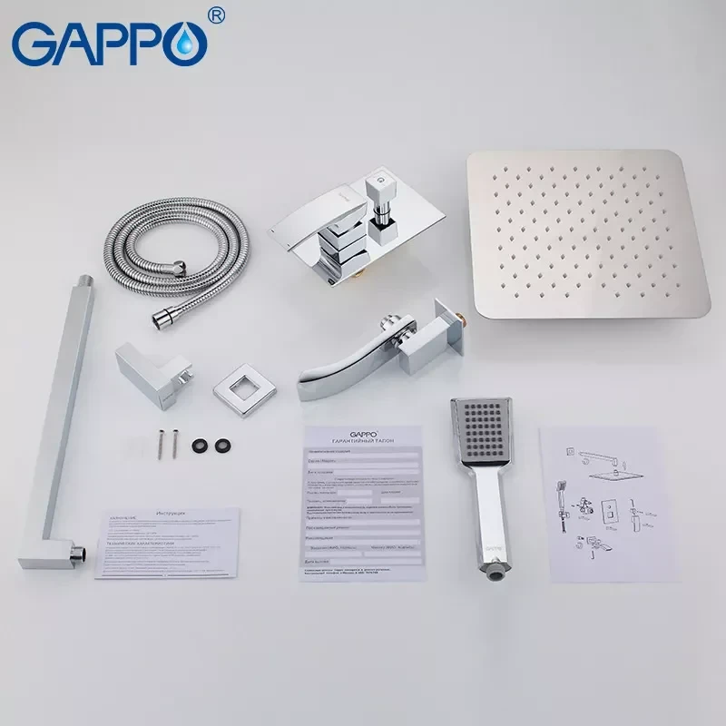 Встраиваемая душевая система GAPPO G7107 хромированная с переключателем на лейку 3-функции