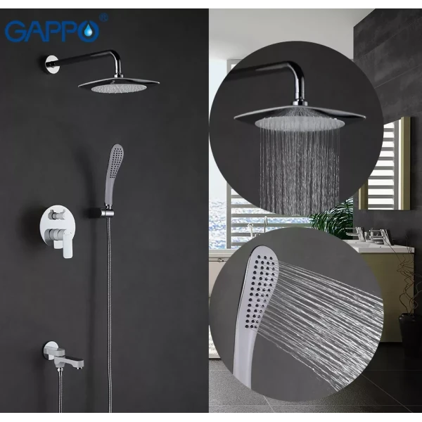Душевая система скрытого монтажа GAPPO G7148-8 белая/хром с переключателем на лейку 3-функции