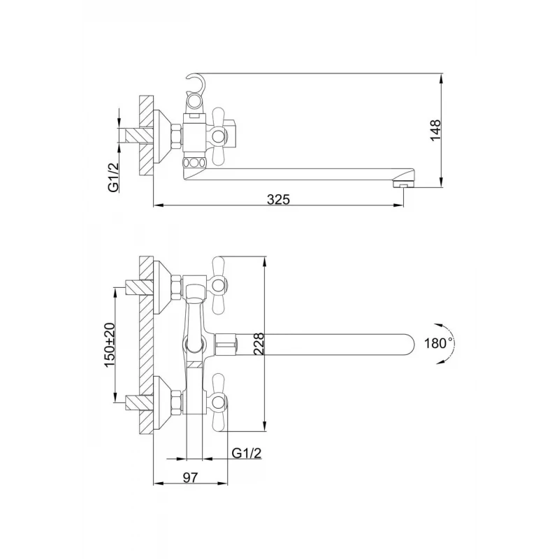 Смеситель для ванны FRAP F2225 хромированный