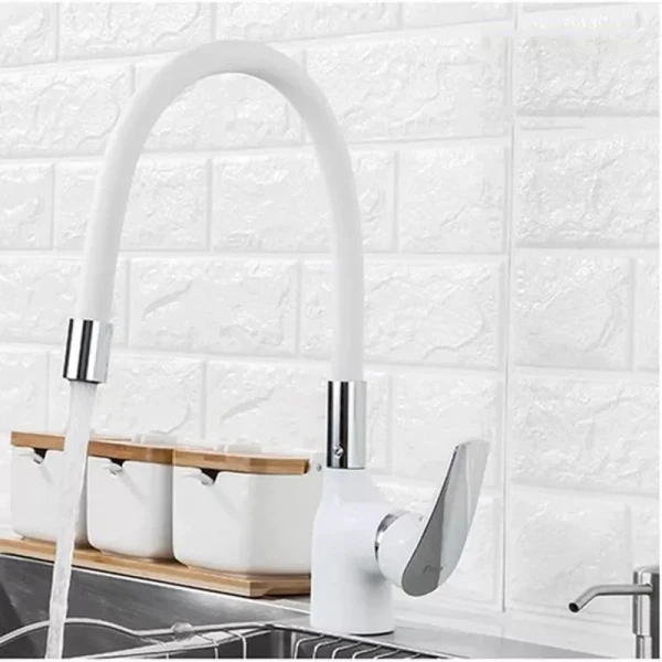 Смеситель для кухни FRAP F4453-03 белый/хром с гибким изливом