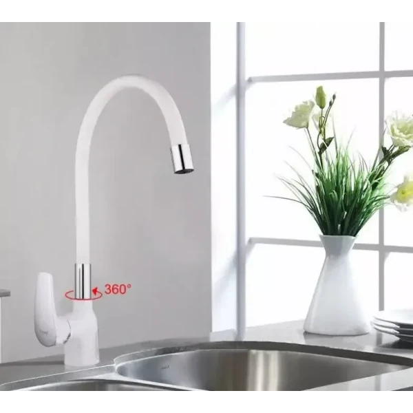 Смеситель для кухни FRAP F4453-03 белый/хром с гибким изливом