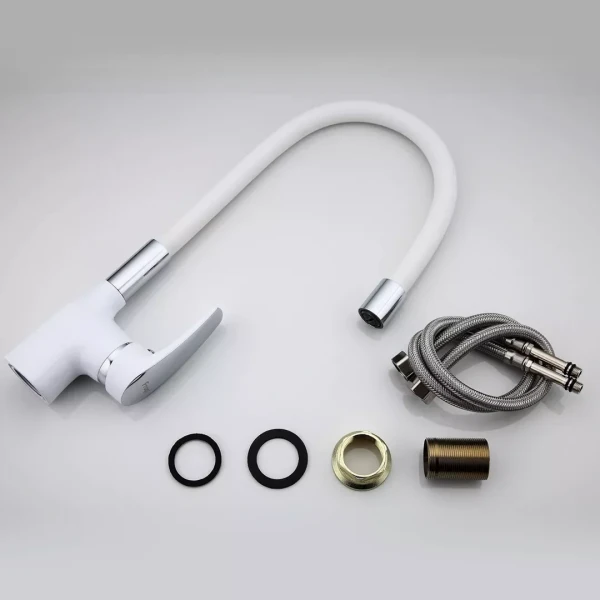 Смеситель для кухни FRAP F4453-03 белый/хром с гибким изливом