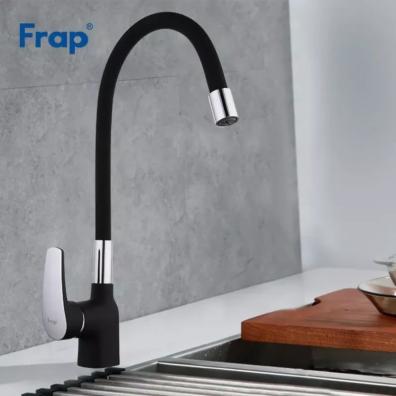 Смеситель для кухни FRAP F4453-04 черный/хром с гибким изливом