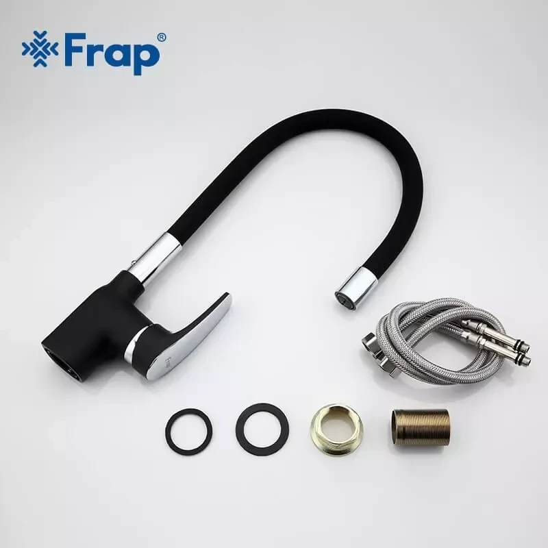 Смеситель для кухни FRAP F4453-04 черный/хром с гибким изливом